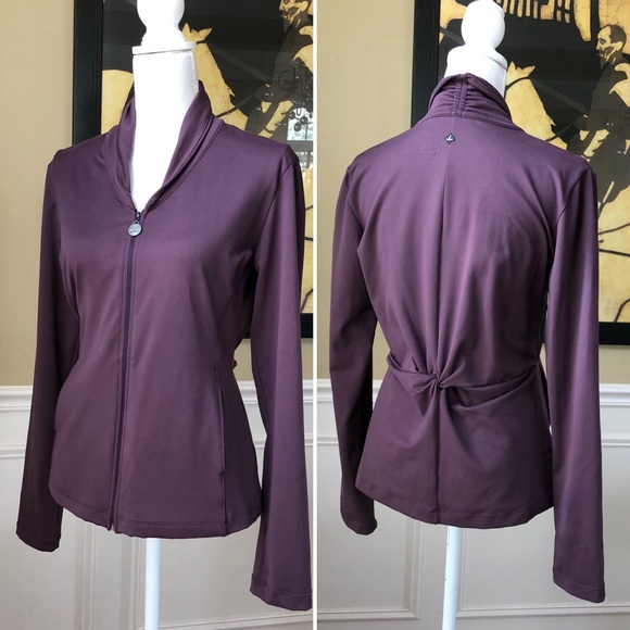 Prana Tops - Prana Full Zip Yoga Jacket Plum Purple Back Twist